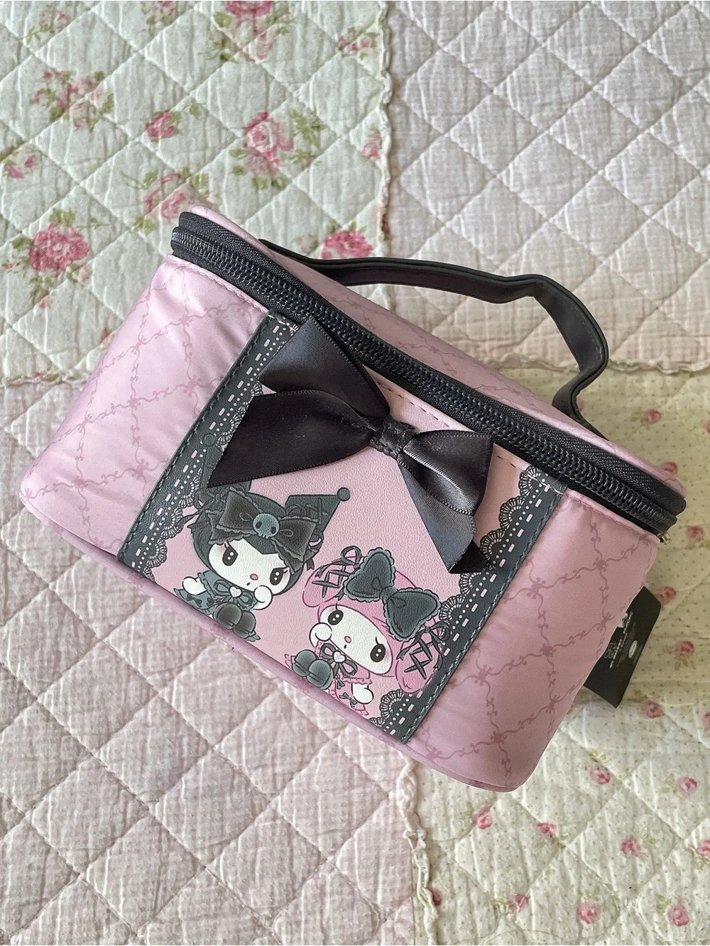 Sanrio Pink Kuromi & My Melody Bow Cosmetic Case